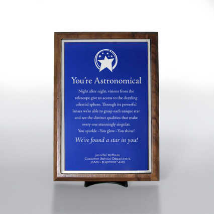 Character Award Plaque - Half-Size - Blue w/ Silver